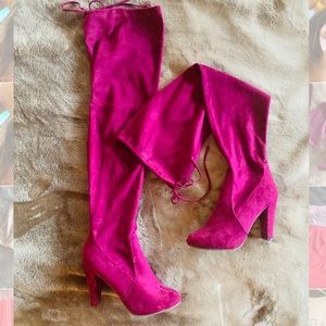 Maroon/purple Knee Boot Heels